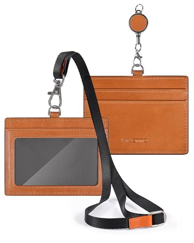 Amazon | IDカードホルダー 栃木レザー 本革 リール付き 名札 両面収納